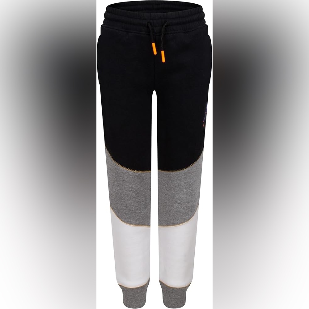 Jordan Kids' Black and Gray Sweatpants with Purple Logo